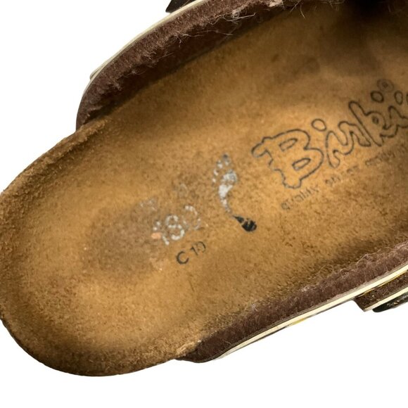 Birki's by Birkenstock Floral Clogs size kids 10 Brown Leather Adjustable Straps - Picture 2 of 11